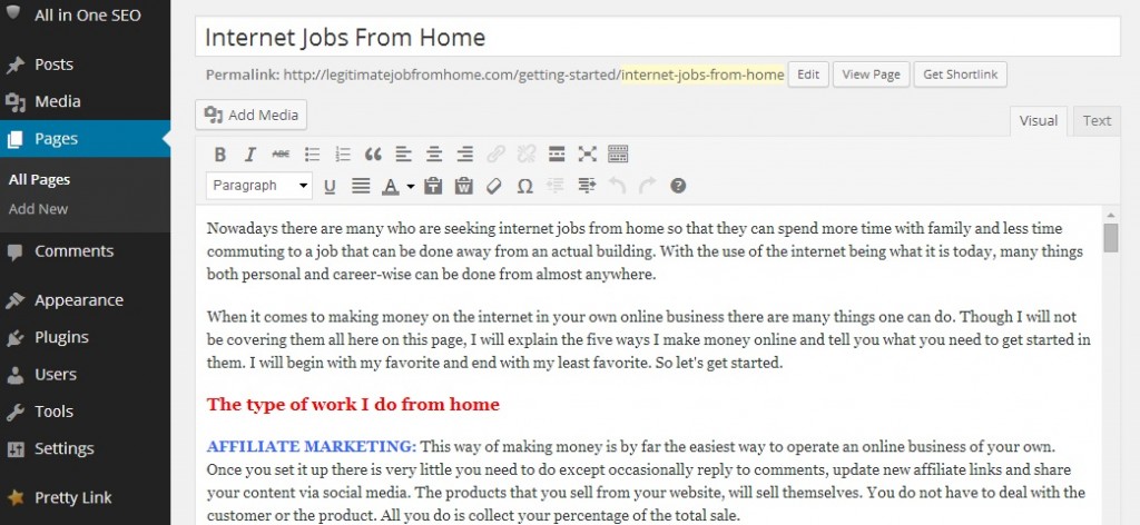 Internet Jobs From Home - Website Creation