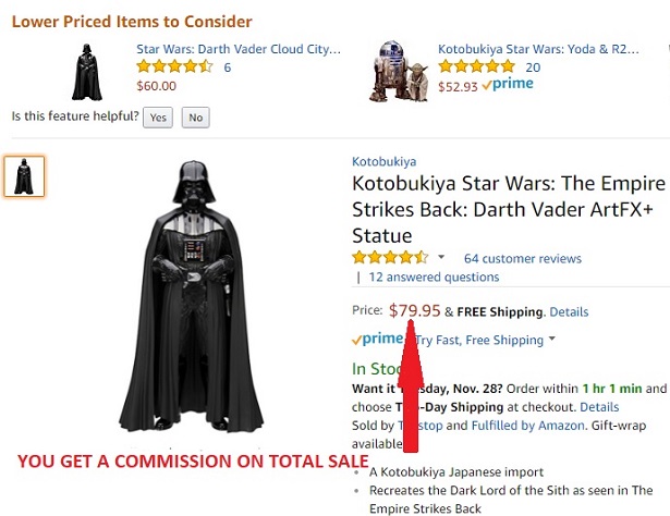 Darth Vader Star Wars collectible on Amazon website