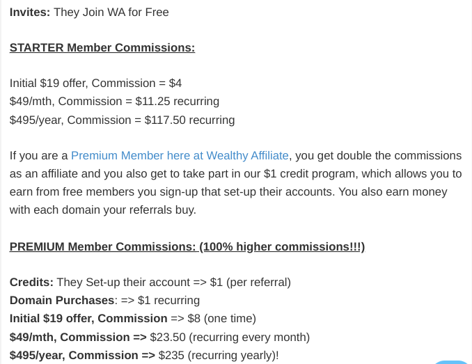 Wealthy Affiliate Program Commission Amounts 2020