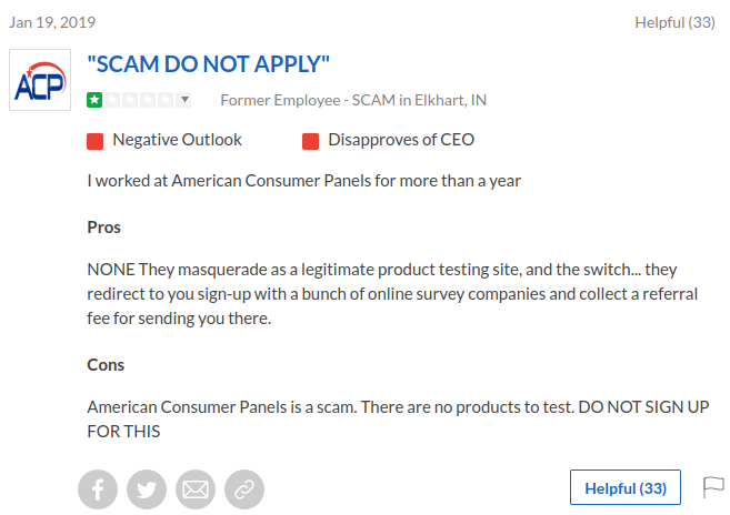 Negative review by a former member of American Consumer Panels