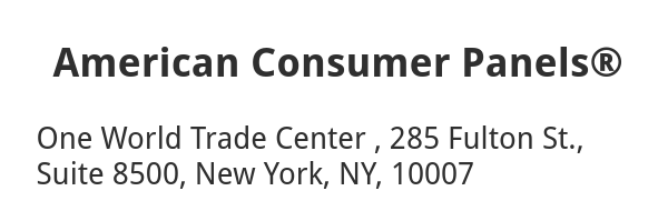 American Consumer Panels fake NY address