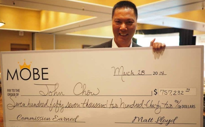John Chow with a $757,000.00+ check from MOBE
