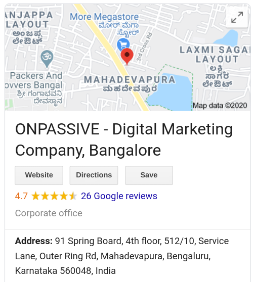 ONPASSIVE India HQ address from Google